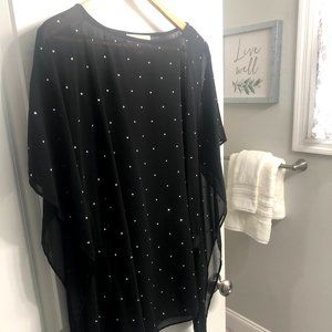 Michael Kors Sheer Black Silver Studded Blouse
